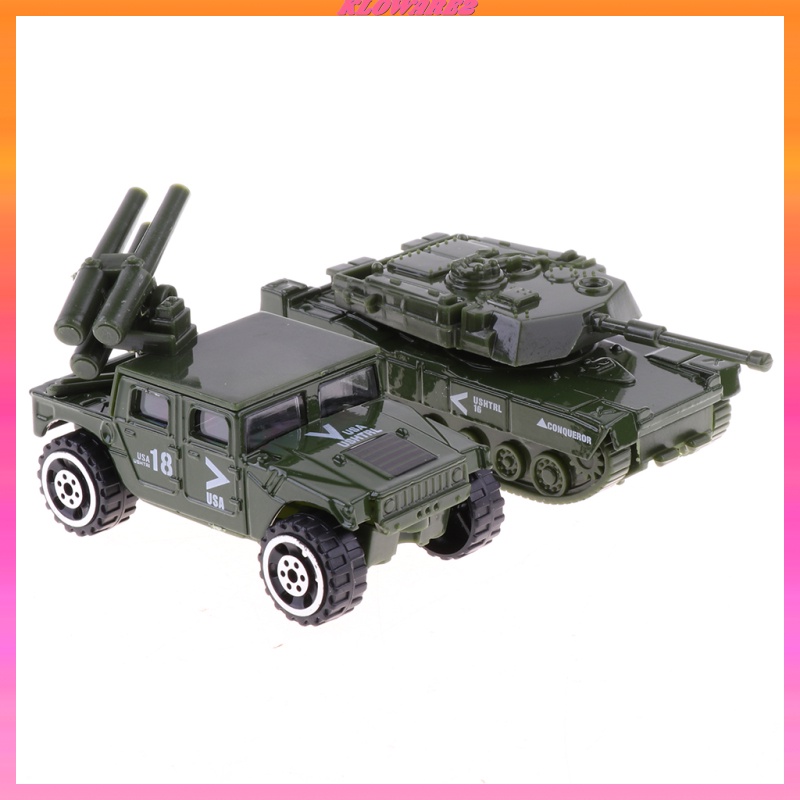 [KLOWARE2]6 in 1 Assorted 1/87 Metal   Vehicle Model Kids Tank Jeep Army Toys