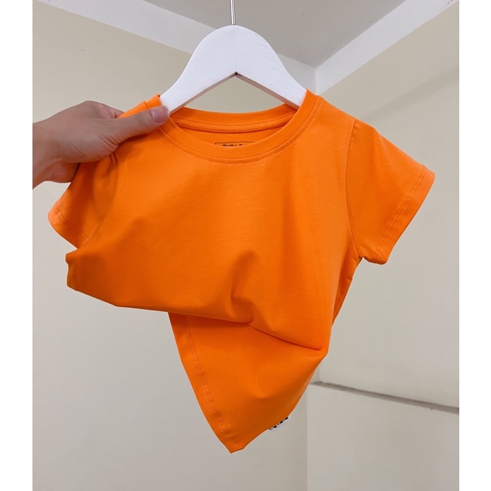 Áo phông ngắn tay trơn PISARO cho bé trai bé gái vải Cotton cao cấp co giãn mềm mại