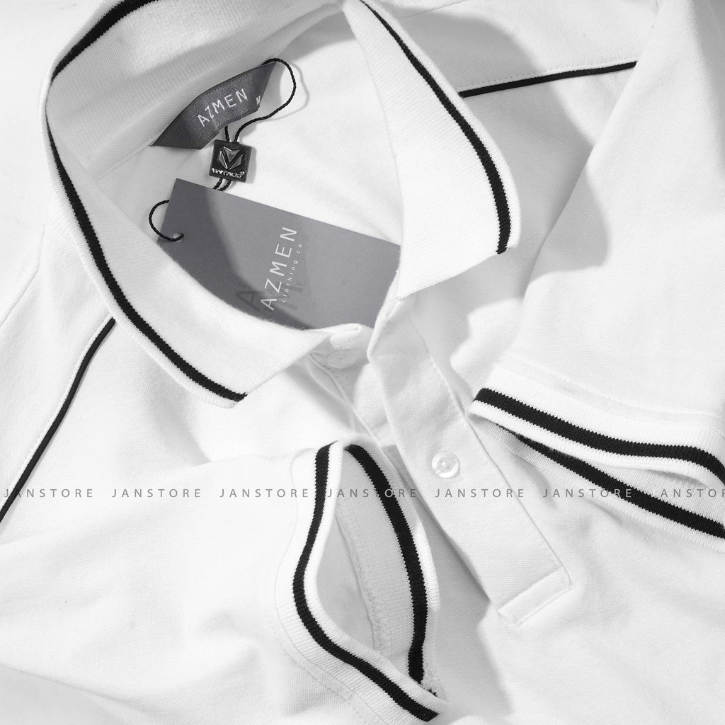 Áo Polo nam AZmen viền vai cotton cao cấp , thun có cổ bẻ ngắn tay công sở Jan Store | BigBuy360 - bigbuy360.vn