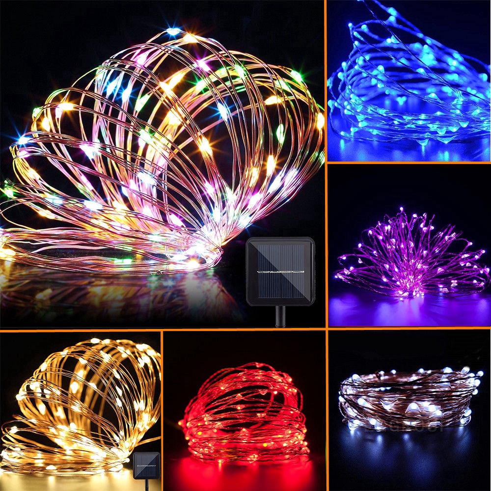 Dây 100 đèn LED 10m năng lượng mặt trời chuyên dụng trang trí ngoài trời
