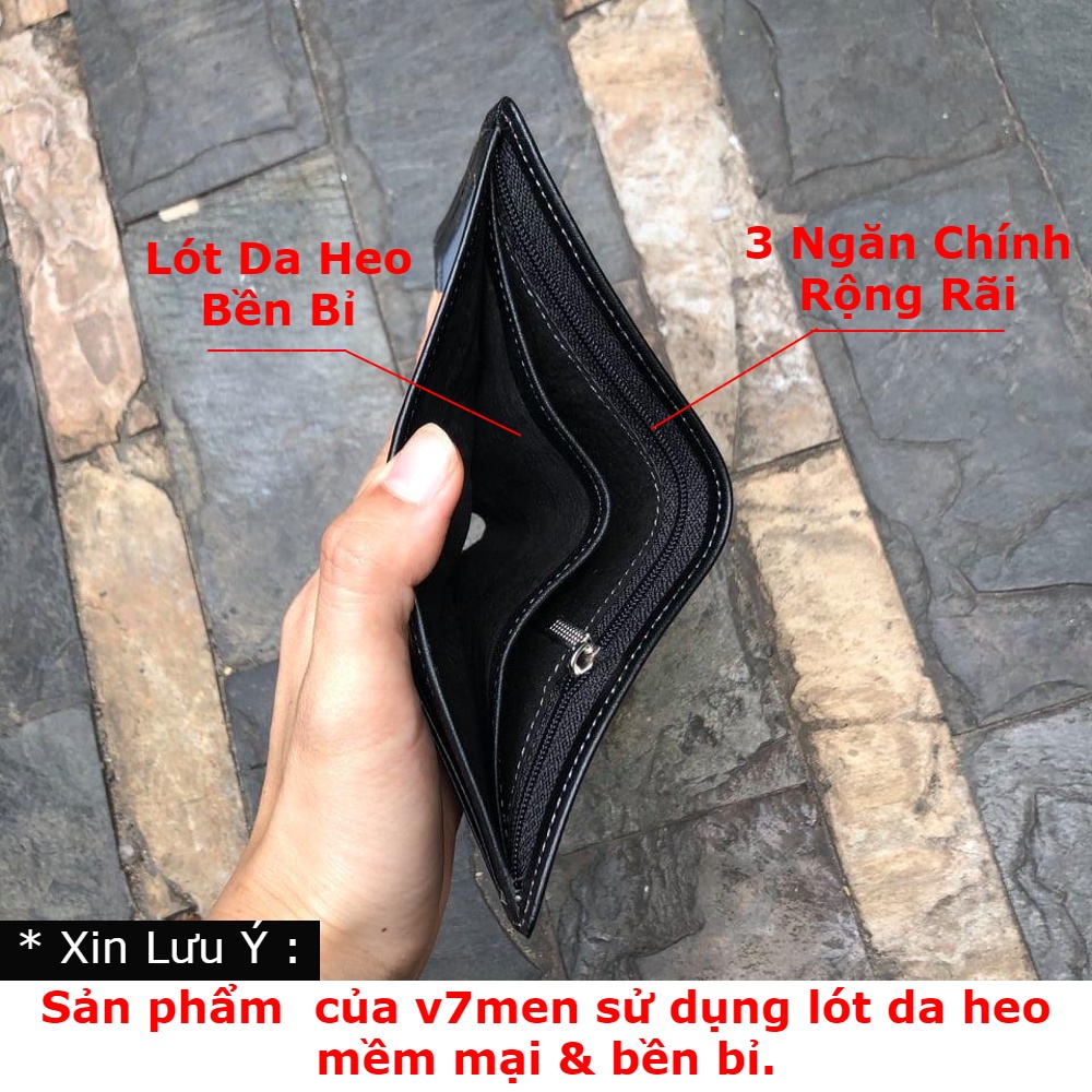 [ Da Bò Thật 100% ] Ví Nam Da Bò Đốt Không Cháy Dáng Đứng Ngang - Bóp Nam BH 12 tháng v77