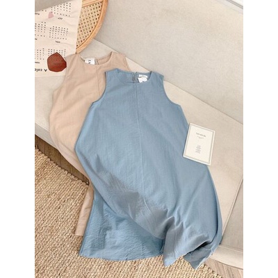 Váy sát nách cổ tròn dáng dài chất vintage mịn mỏng siêu mát