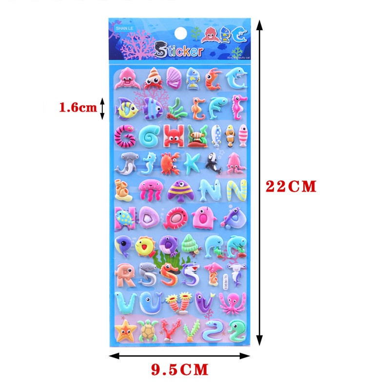 Hình dán Sticker 3D chống thấm chữ cái và số dễ thương nhiều mầu sắc cho bé