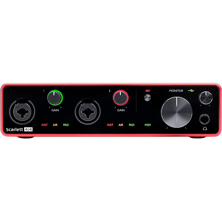 Soundcard thu âm, livestream cao cấp Focusrite Scarlett 4i4 Gen3. Chính hãng BH 3 năm