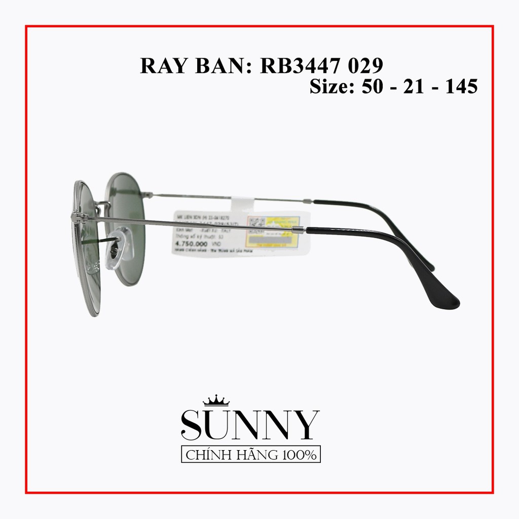RB3447 029 - Kính mát thời trang Rayban chính hãng , bảo hành toàn quốc, thiết kế dễ đeo bảo vệ mắt