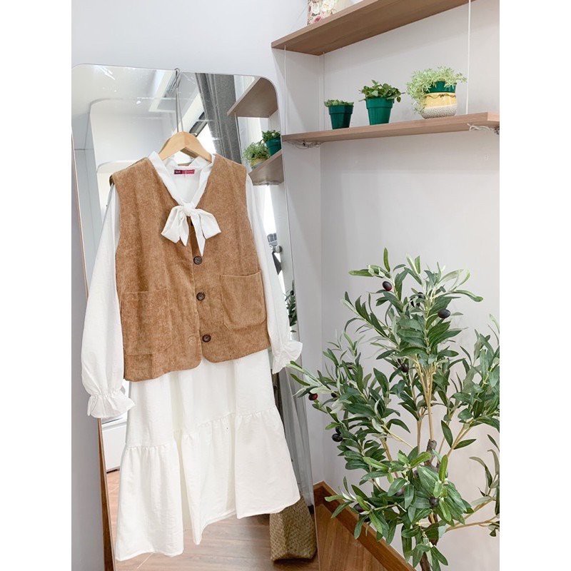 Đầm Babydoll Trắng Nơ Ngực 🦋 Đầm Nữ Tay Bồng Dáng Suông 🦋 DN02 | BigBuy360 - bigbuy360.vn