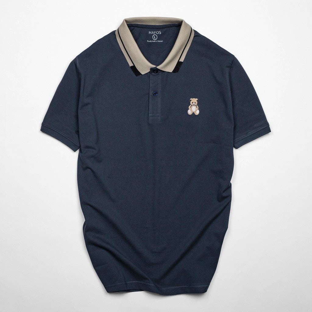 Áo Polo Nam tay ngắn cổ điển thêu gấu teddy, Áo thun chất cotton cá sấu dày dặn mặc thoáng mát, sang trọng