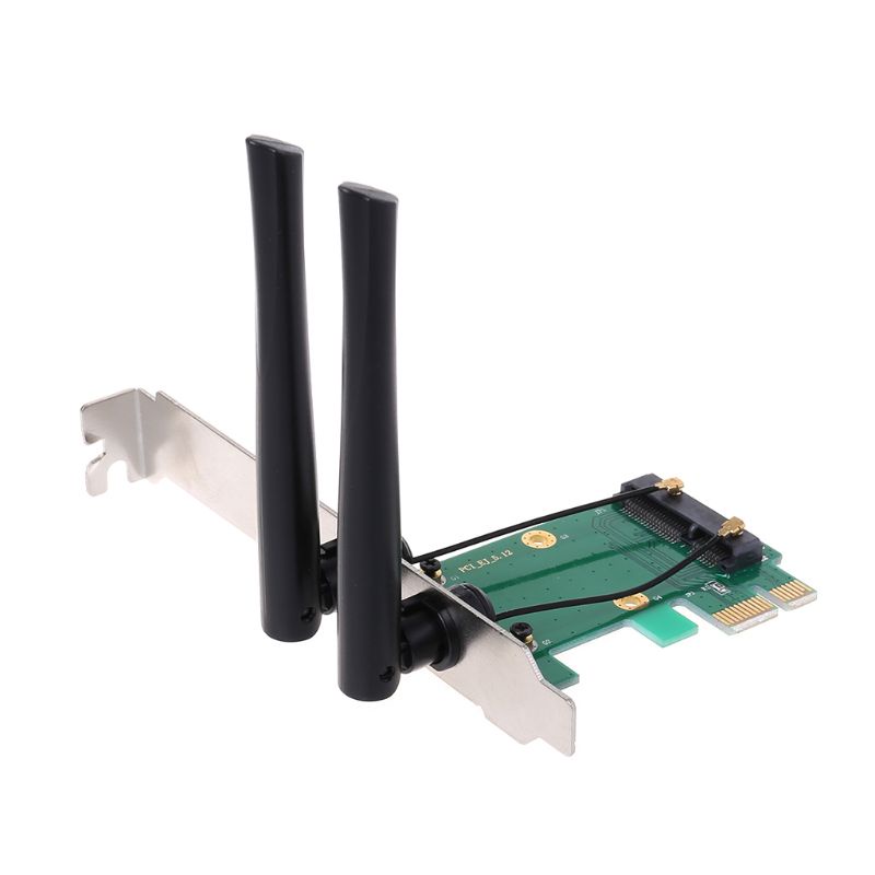 Bộ chuyển đổi thẻ Wifi Mini Pci-E sang Pci-E với 2 Anten bên ngoài cho máy tính