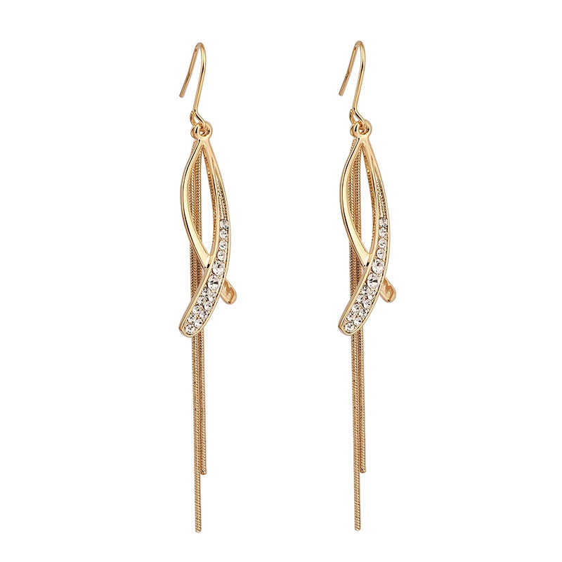 Khuyên Tai Tua Rua Dài Hình Chữ Thập Đính Đá Zircon Cá Tính Thời Trang Mới