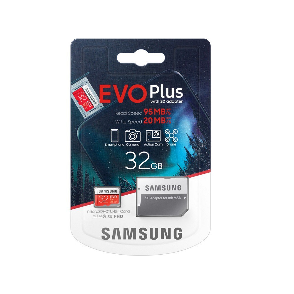 Thẻ nhớ MicroSDHC Samsung Evo Plus 32GB U1 2K R95MBs W20MBs - box Anh New (Đỏ)