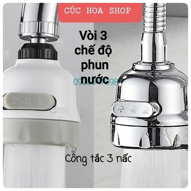 Đầu vòi nước tăng áp xả nước mạnh xoay 360 độ - yobo.vn