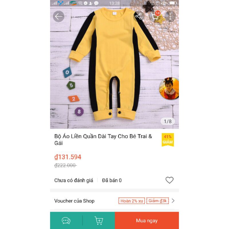 Body không vớ cổ tròn cho bé