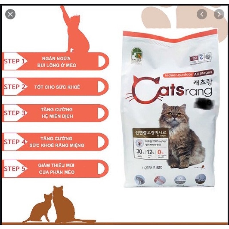 Thức ăn cho mèo, Hạt Catsrang 5kg ( bao bì mới) Hàn Quốc - Dạng bao tiết kiệm