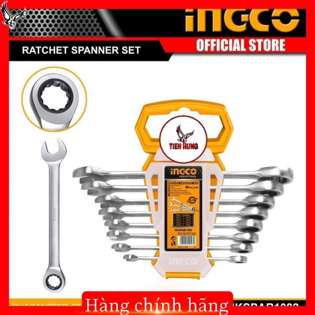 8-19mm Bộ 8 cờ lê vòng miệng tự động INGCO HKSPAR1082