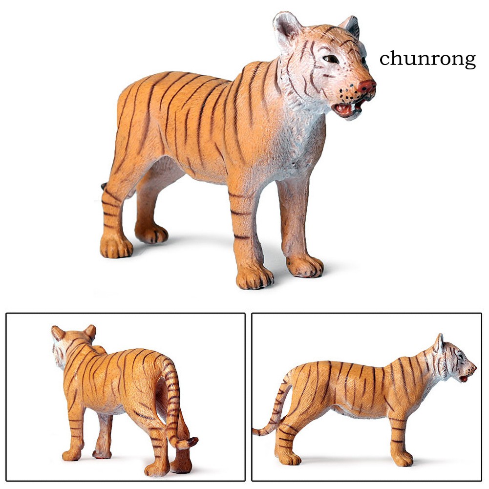 CR+1/4Pcs Kids Cute Simulated Solid Tiger Model Action Figure Toy Desktop Ornament