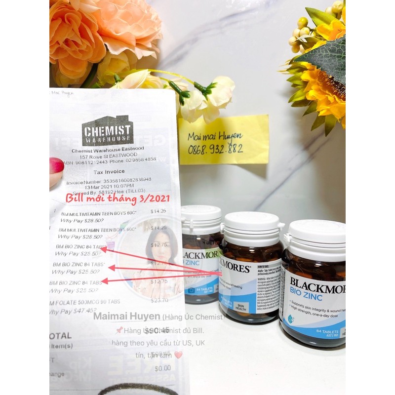 ( ĐỦ BILL ) Viên Kẽm Blackmore Bio Zinc 84viên - Cứu cánh cho làn da | Thế Giới Skin Care