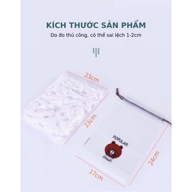 (giá sỉ) Màng bọc thực phẩm co giãn siêu dai có chun hình túi gấu set 100 chiếc hàng loại 1