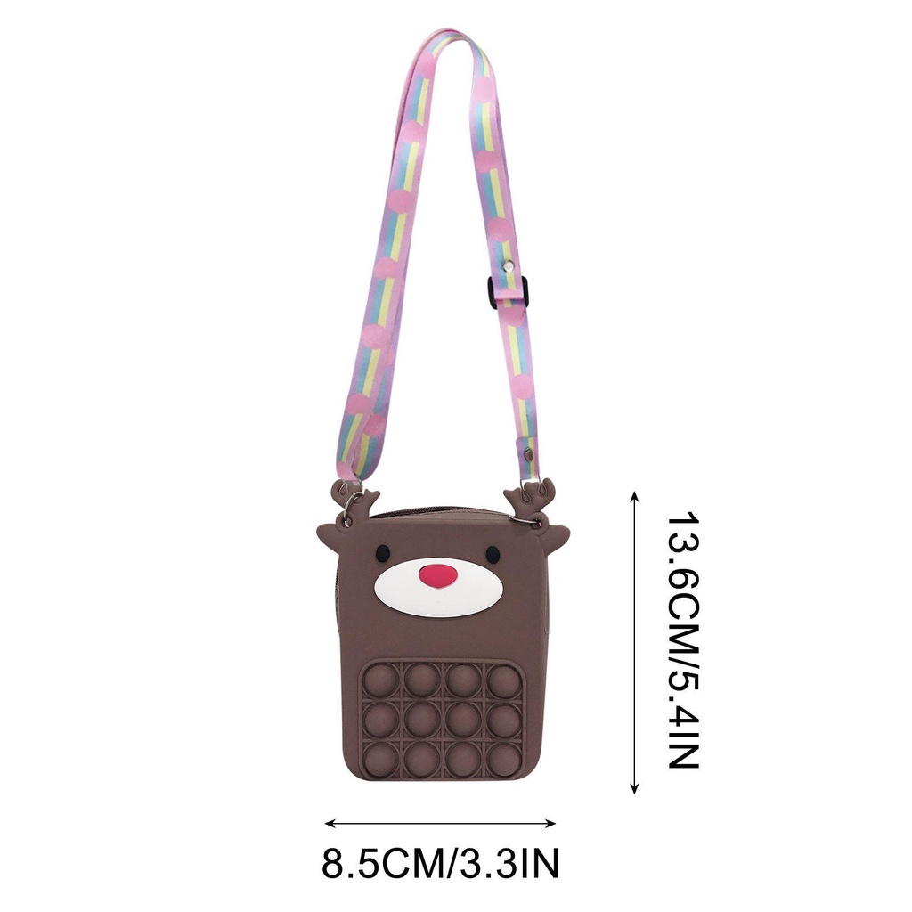 Túi Đeo Chéo Vai Hình Tuần Lộc Giáng Sinh Di Động Giảm Căng Thẳng Thời Trang Cho Trẻ Em