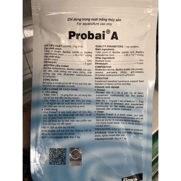 Probai, Túi 1kg, Men tiêu hoá vi sinh thủy sản
