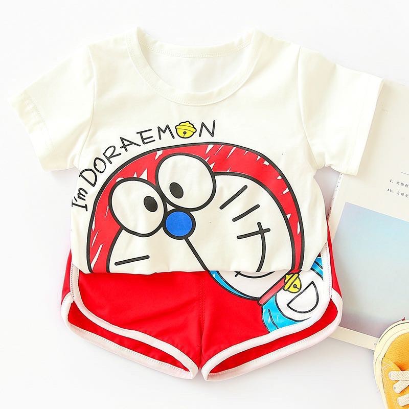 Quần Áo Trẻ em Bi Kids Bộ Cộc Tay Thời Trang Cho Bé Doremon Đáng Yêu Ngộ Nghĩnh Chất Cotton Tuyệt Đẹp