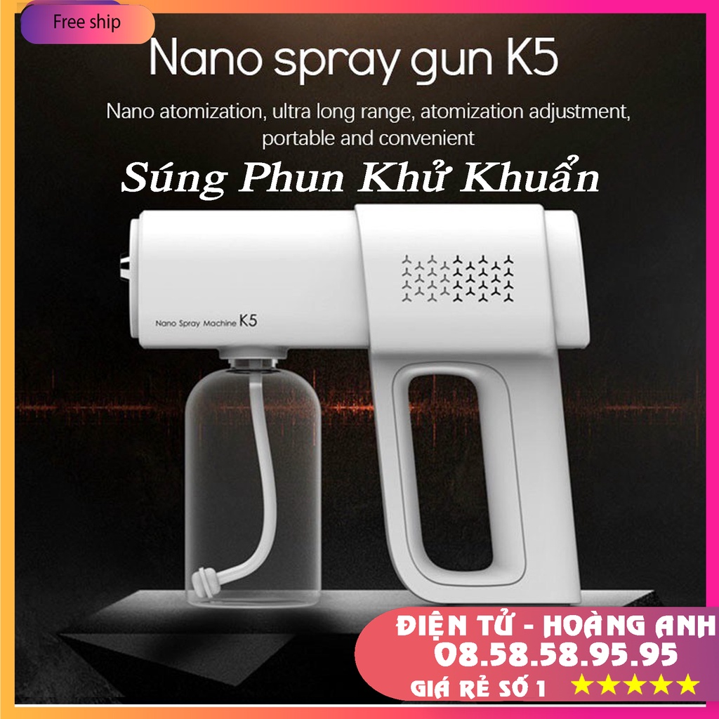 Súng Khử Khuẩn K5 Hàng Chuẩn - Khử Bắn Cồn Có Đèn UV - Khử Khuẩn Toàn Thân Và Vật Dụng - Vật Tư Cần Thiết CHo Gia Đình