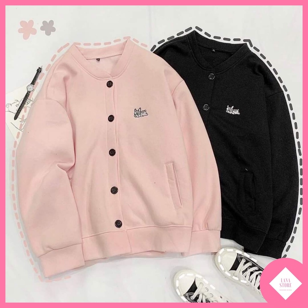 [Video Thật]Áo Khoác Nỉ Cardigan Ulzzang Thêu Cún Cực Xinh Form Rộng 39-70kg