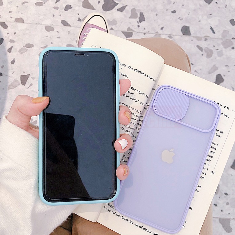 Ốp iPhone nắp trượt bảo vệ camera silicon dẻo 7/8/7Plus/8plus/X/XS/Xs Max/XR/11/12Promax