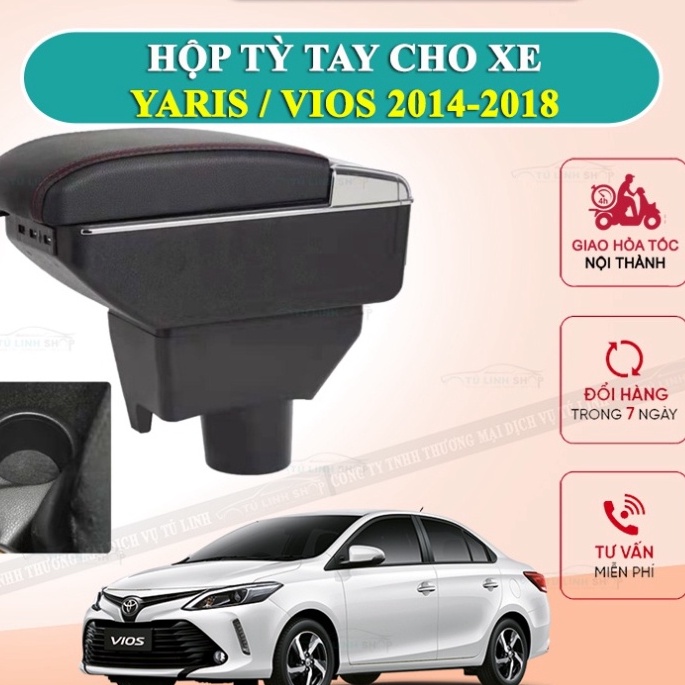 Hộp tỳ tay xe YARIS / VIOS cao cấp tích hợp cổng sạc USB - Bảo hành 12 tháng