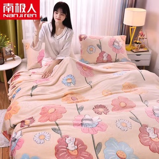 Chăn đơn/đôi/ chăn bằng vải lông cừu san hô siêu mềm họa tiết hoạt hình baldu gebu