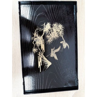 Khay đựng cốc chén sơn mài hình chữ nhật (mẫu 2) (Hàng Nhật nội địa)