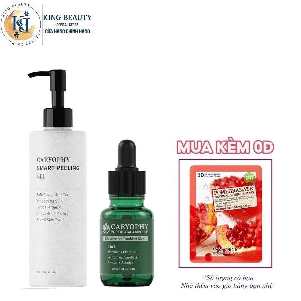 Combo 2 Sản Phẩm Tẩy Tế Bào Chết và Giảm Mụn Thâm Caryophy (Gel tẩy tế bào chết 250ml + Serum 30ml)