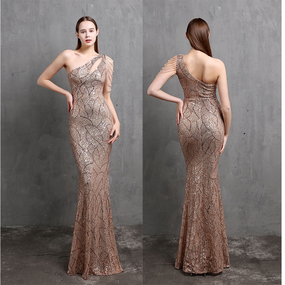 Đầm Maxi Lệch Vai Thiết Kế Tua Rua Độc Đáo Thời Trang Cho Nữ