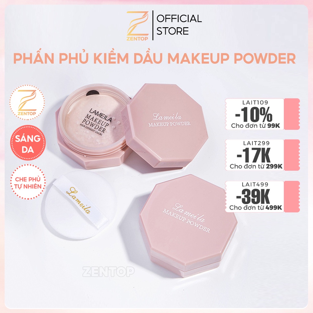 Phấn Phủ Kiềm Dầu Makeup Powder Lameila Làm Sáng Da Che Phủ Tự Nhiên Vỏ Hồng Dễ Thương Zentop