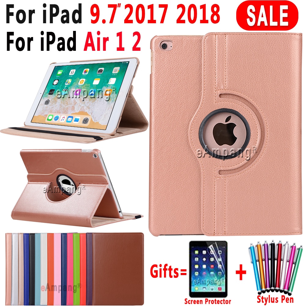 iPad 9.7 2018 2017 Case iPad Air 2 Air 1 5 6 5th 6th Generation Cover 360 Degree Rotating Flip Shockproof Leather Smart Sleep Wake Stand Tablet Protective Shell Skin