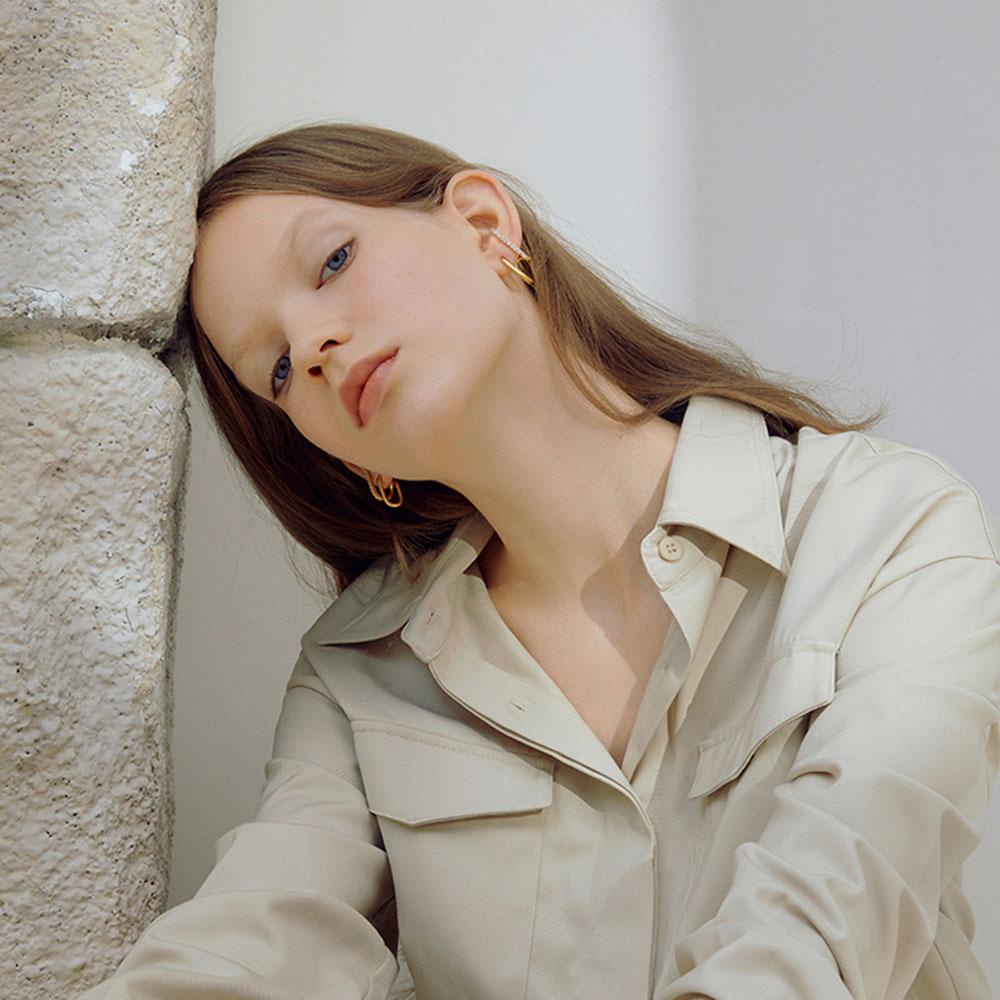 Bông Tai Hình Tròn Đôi Bằng Kim Loại Đơn Giản Thời Trang