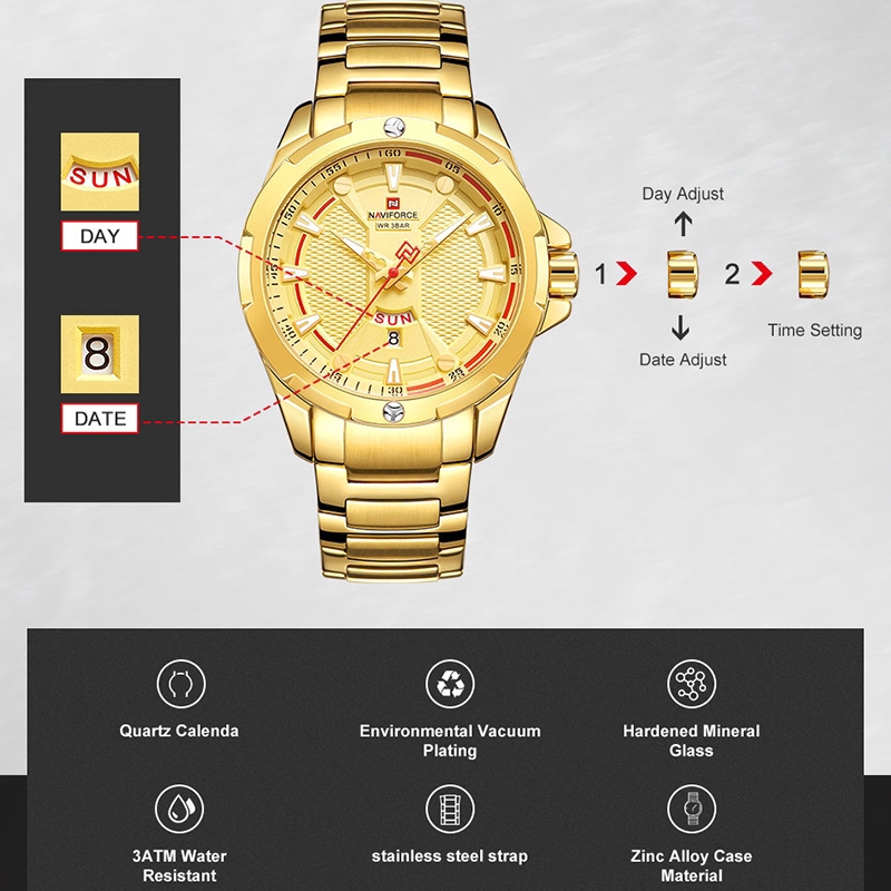 NAVIFORCE NF9170M Men Sport Fashion Stainless Steel Band Analog Digital Watch | BigBuy360 - bigbuy360.vn