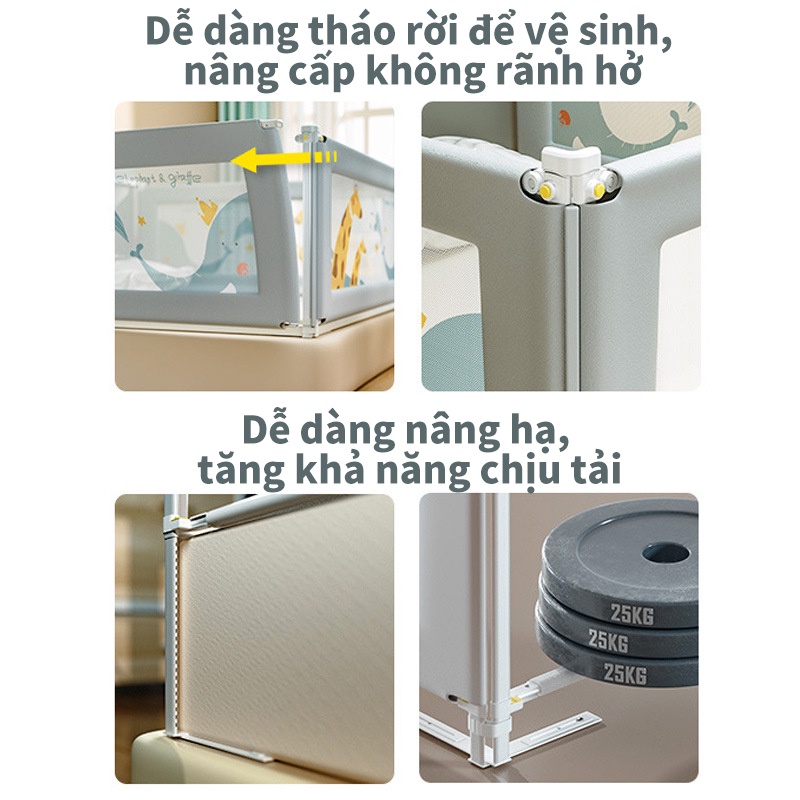 Thanh chắn giường  thương, 30 nấc điều chỉnh, khoá trẻ em thông minh，tính năng nâng hạ một bên，Ống nối dày