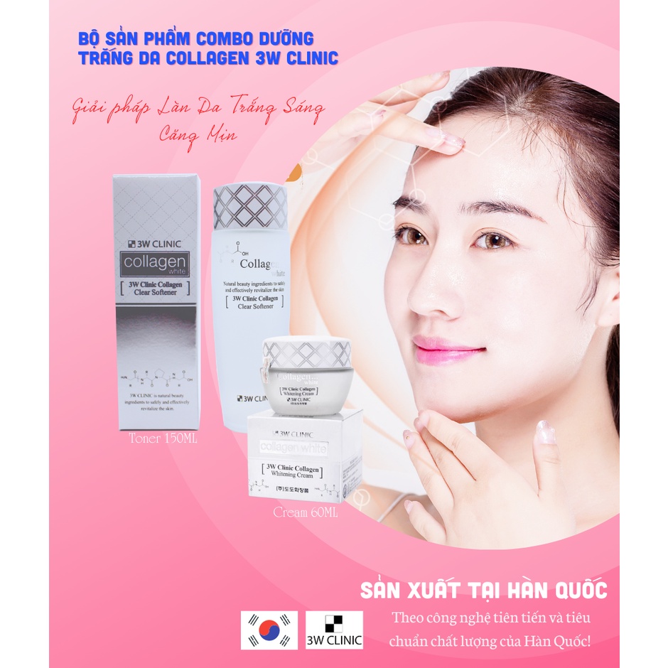 Nước Hoa Hồng Làm Trắng Da 3W Clinic Collagen Clear Softener 150ml