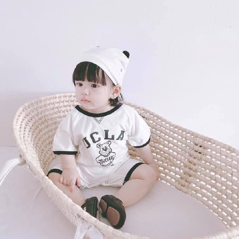 JUMPSUIT UCLA KÈM MŨ PHÙ HỢP CHO BÉ GÁI VÀ BÉ TRAI TỪ 6 THÁNG ĐẾN 12 THÁNG TUỔI SIZE 73 VÀ 80