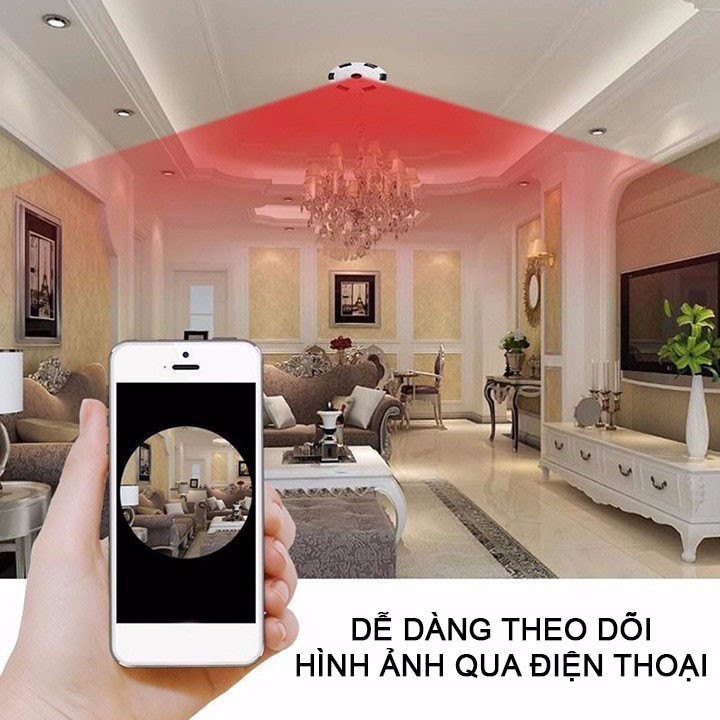 Camera Wifi Ốp trần V380 PRO VR 360 ĐỘ - Xem toàn cảnh 3D, không dây, hình ảnh full HD