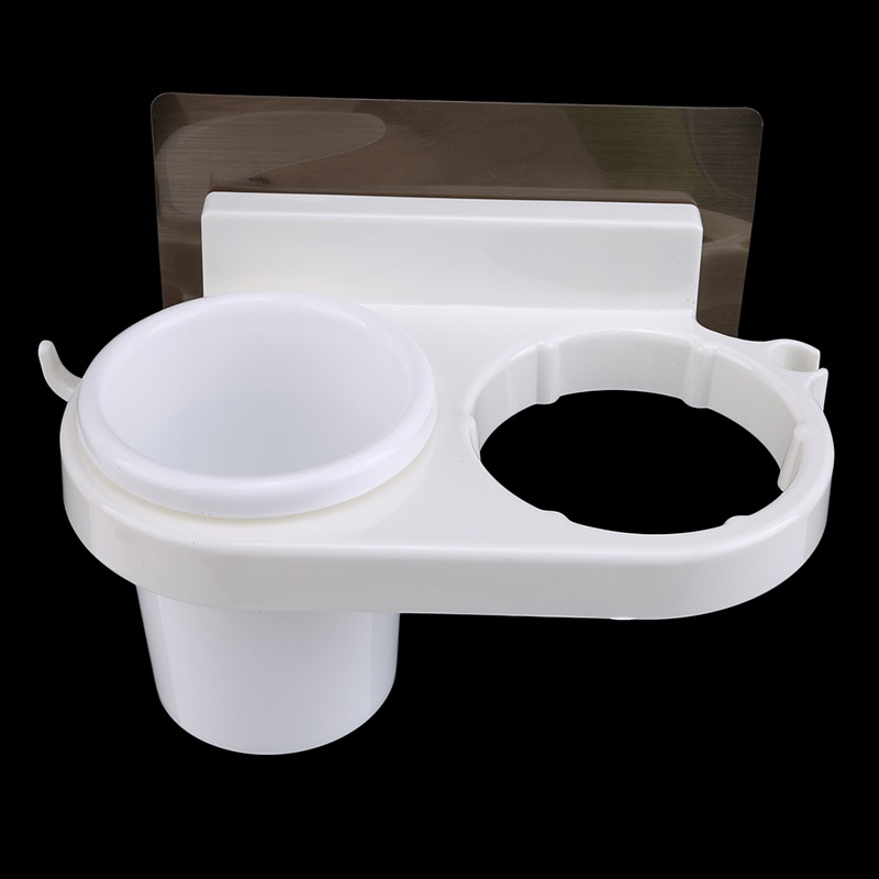 Giá Đựng Máy Sấy Tóc Bằng Nhựa Gắn Tường Không Cần Khoan Kèm Móc Tiện Dụng Cho Nhà Tắm