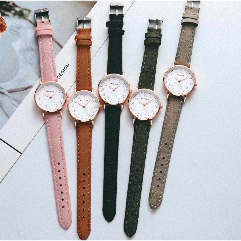 Đồng hồ thời trang nữ Mstianq MS04 mặt số cực đẹp, dây da lộn êm tay, 5 màu dể dàng phối màu, phong cách Hàn Quốc | BigBuy360 - bigbuy360.vn