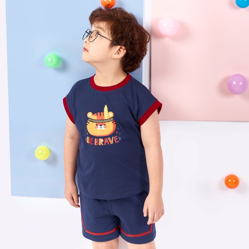 Đồ bộ quần áo thun cotton dành cho bé trai, bé gái mặc mùa hè Econice 2022 B02. Size đại trẻ em 3, 5, 6, 8, 10 tuổi