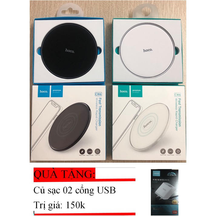 Đế sạc không dây HOCO CW6 - Chính hãng - BH 12 tháng