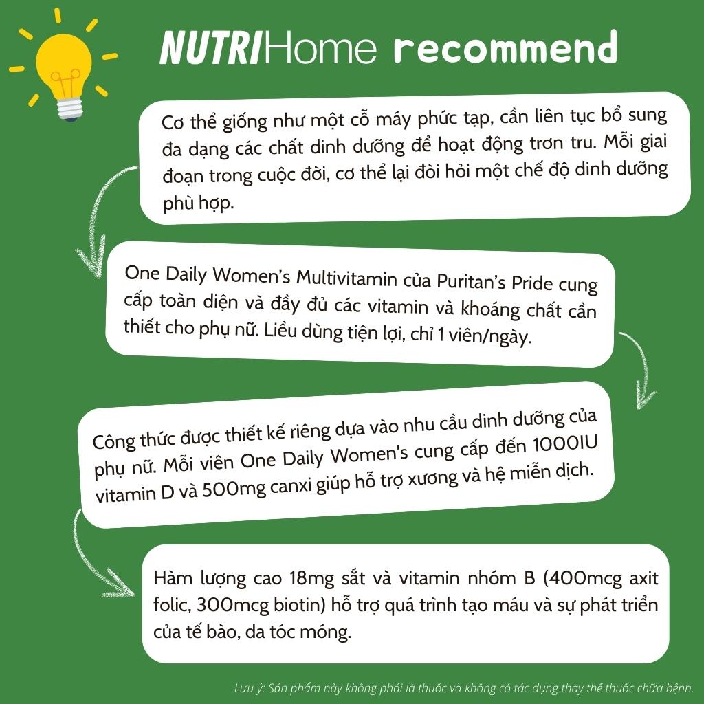 Viên uống vitamin tổng hợp Puritan’s Pride cho phụ nữ One Daily Women’s Mutivitamin (100 viên)