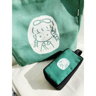 [Hình chụp thật] Túi Tote Túi Vải Leo Canvas Cô Gái Xanh Rêu