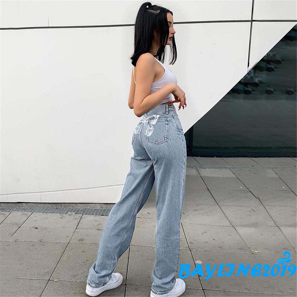 Quần Jeans Dài Ống Rộng Thời Trang Dành Cho Nữ