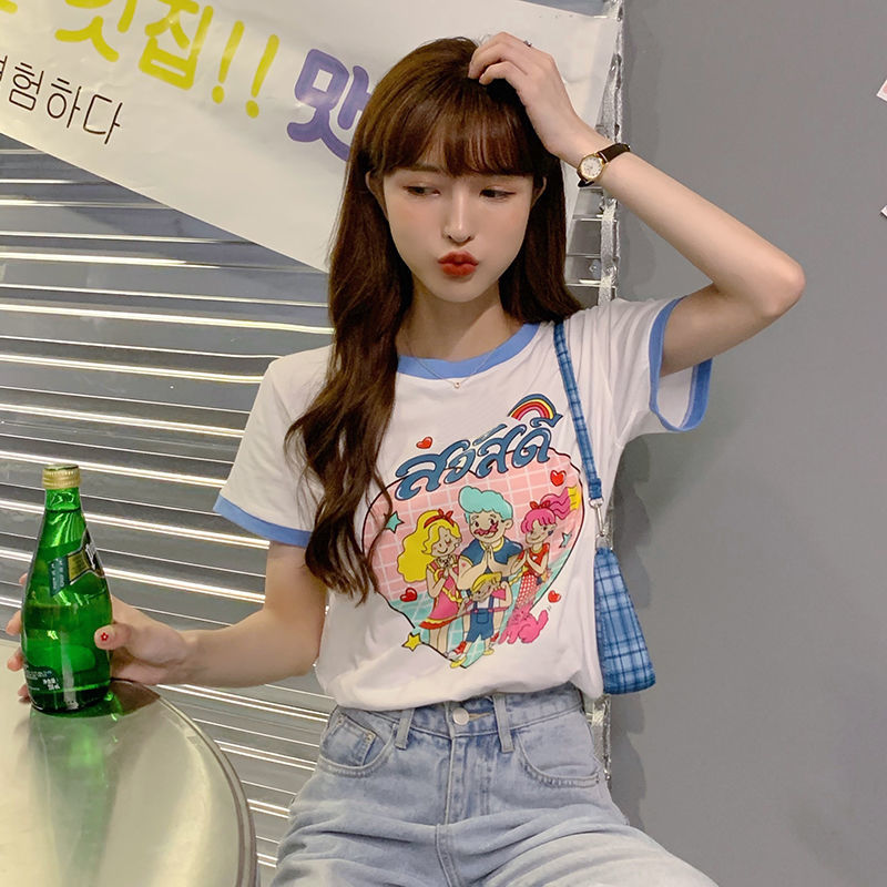 Áo Phông Nữ Summer New T-shirt Loose Lovely Student Sweet Childlike Short Sleeve T-shirt Blouse