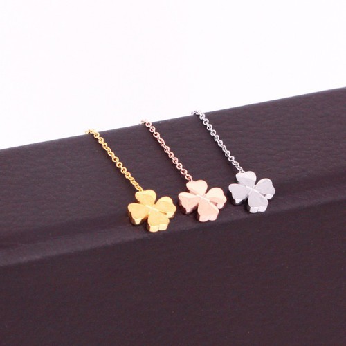 Bông Tai Cỏ 4 Lá Chuỗi Dài Titan Ko Đen TT 3114