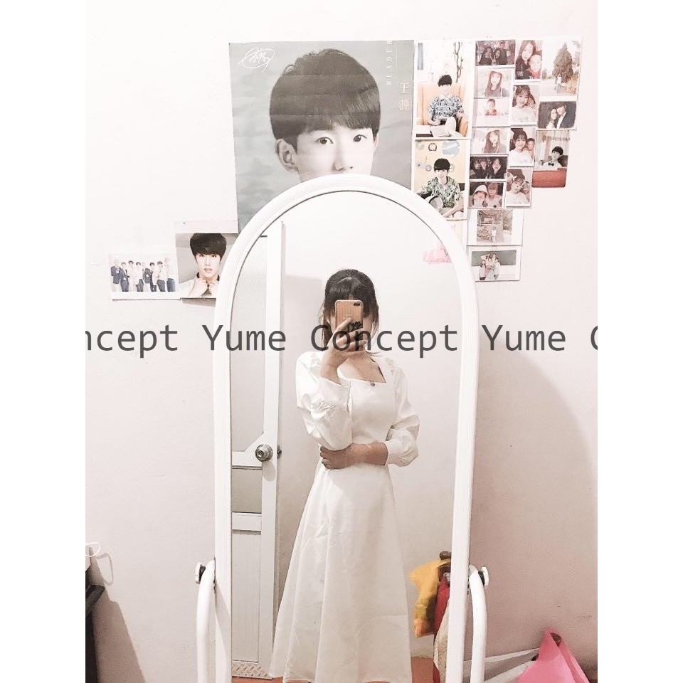 Đầm Maxi xòe Cổ U Vintage